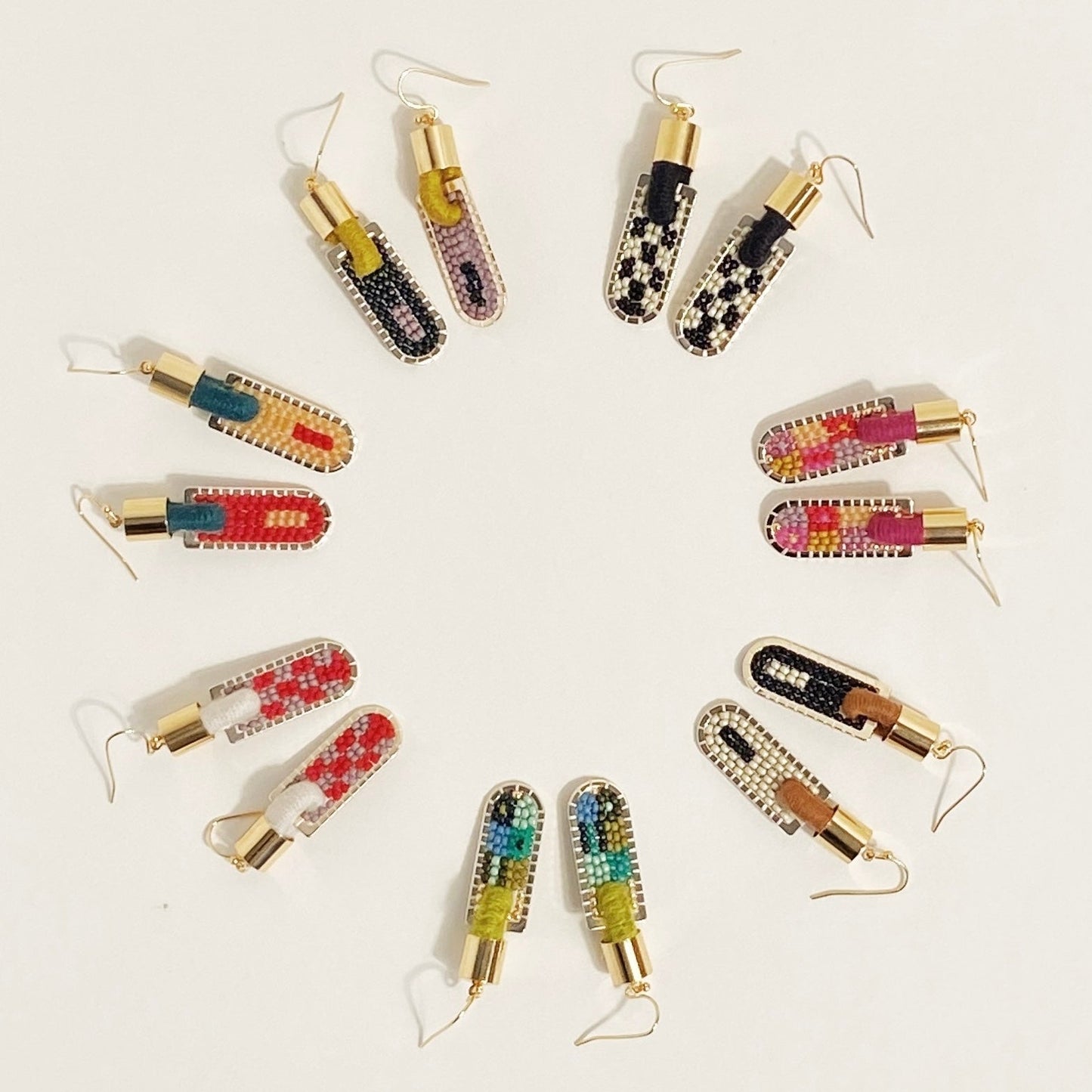 Checkered Geometric Earrings in Poppy/Mauve