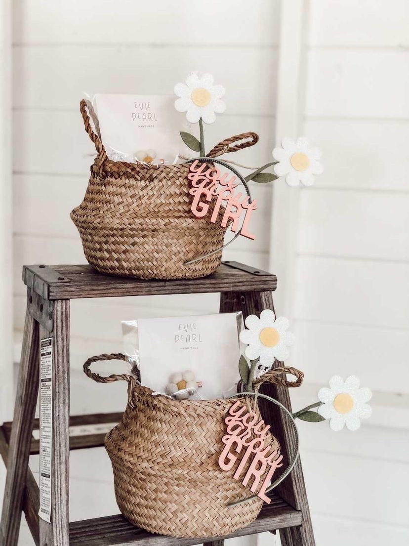 White Daisy Pigtail Clip Set