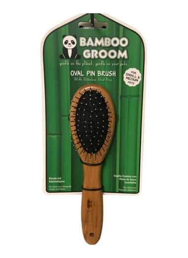 Bamboo Groom Curry Brush with Rubber Bristles