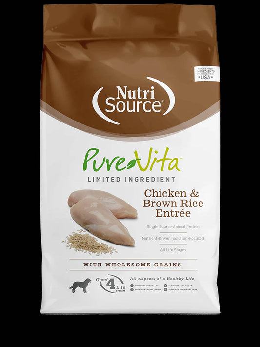 NutriSource Pure Vita Dog Food, Chicken & Brown Rice, Wholesome Grains
