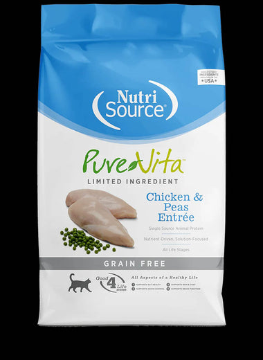 NutriSource Pure Vita Grain-Free Cat Food, Made with Chicken and Peas