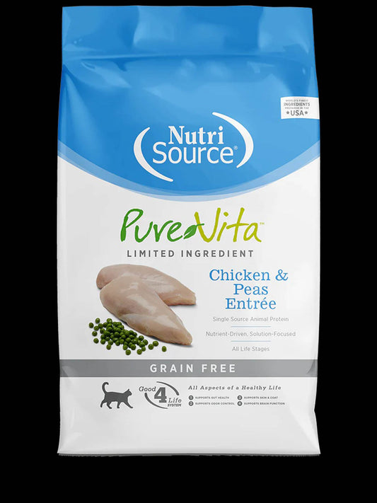NutriSource Pure Vita Grain-Free Cat Food, Made with Chicken and Peas