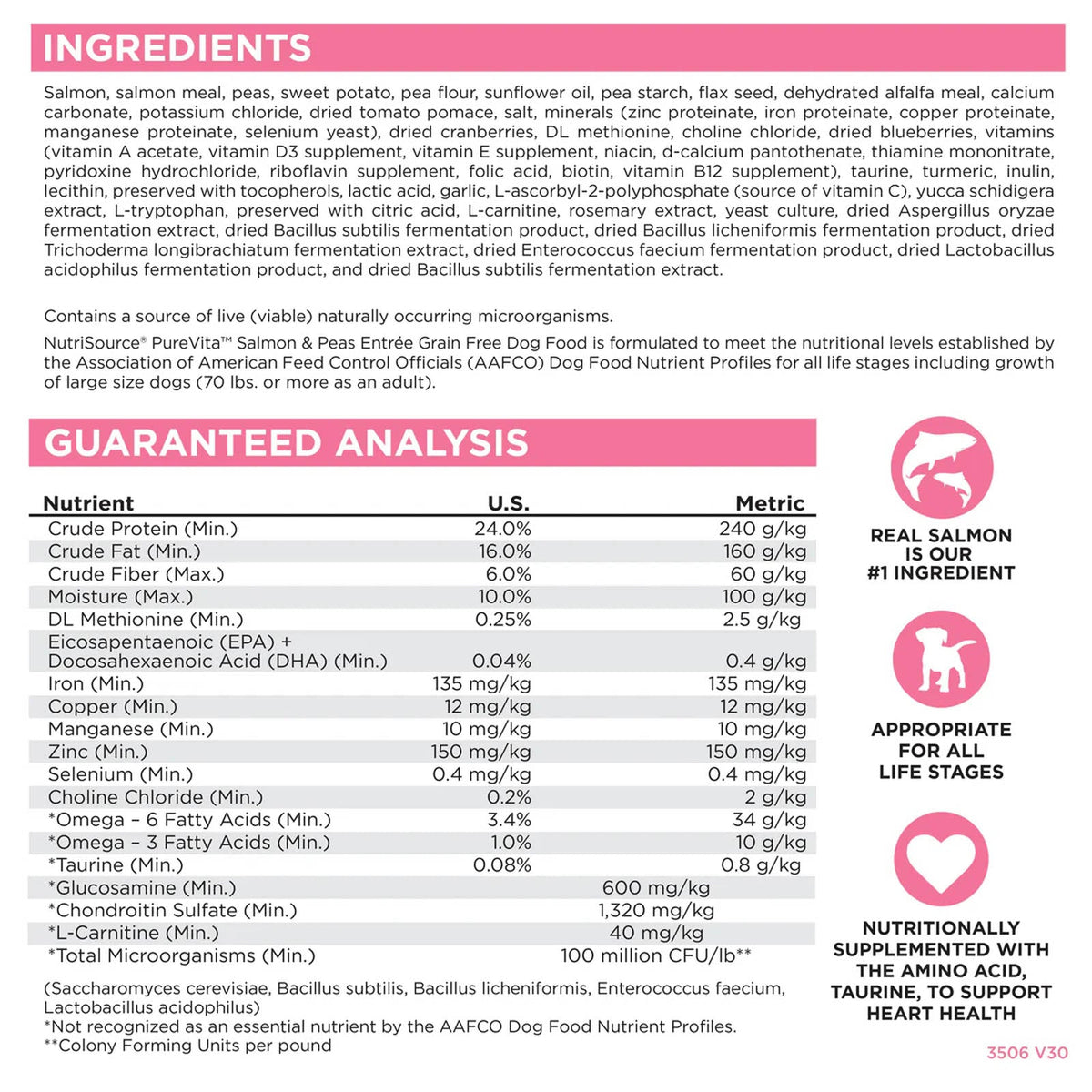 NutriSource Pure Vita Dog Grain-free Salmon & Peas