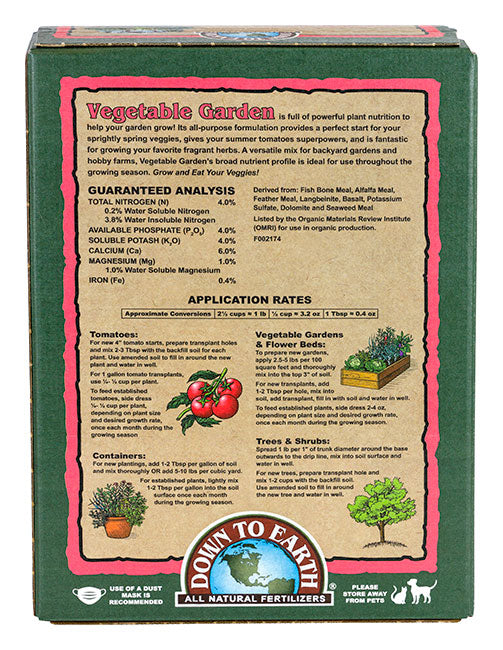 Down to Earth™ Vegetable Garden 4-4-4  OMRI Listed®  (5lb)