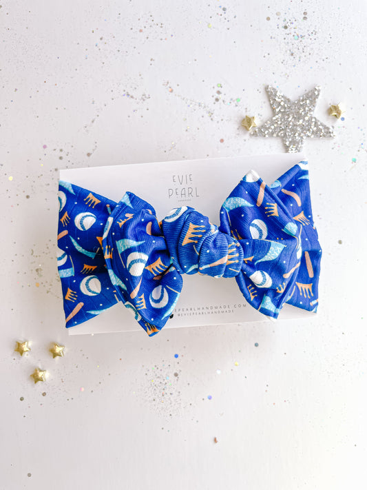 Blue Kansas City Bows Baby Bow Turban