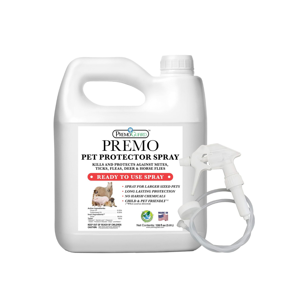 Pet Protector Spray 128 oz | Plant Based Non-Toxic Treatment | Premo Guard