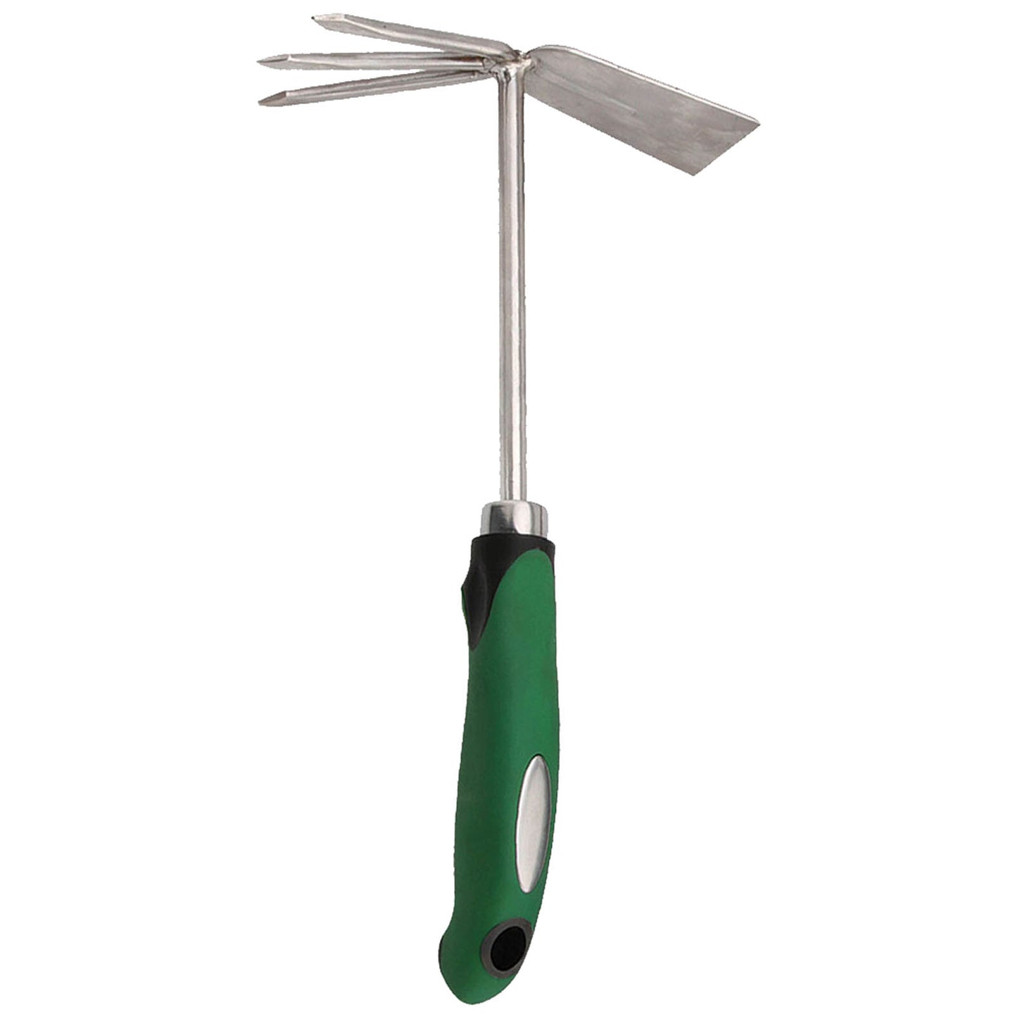 Stainless Fork/Hoe Combo Tool w/green handle 30cm