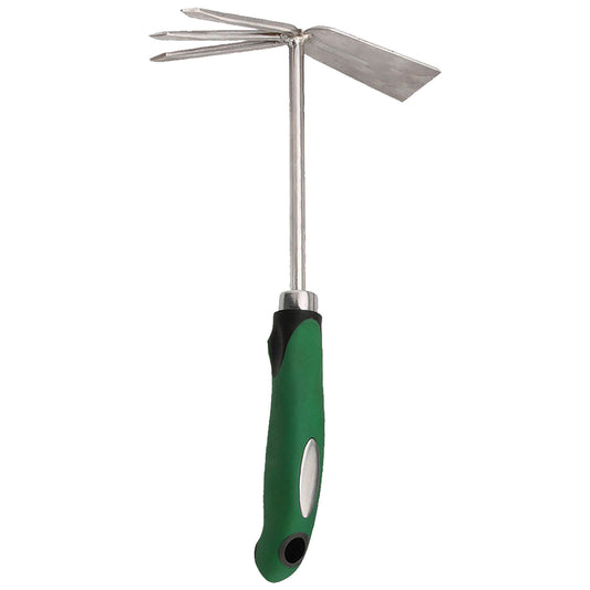 Stainless Fork/Hoe Combo Tool w/green handle 30cm