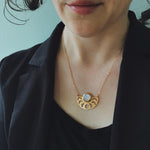 Moon Goddess Necklace - Moon Phases Rainbow Moonstone Pendant