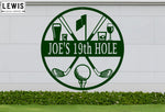 Golf 19th Hole Custom Name Metal Sign | Personalized Golf Bar Decor