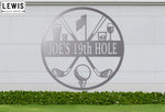 Golf 19th Hole Custom Name Metal Sign | Personalized Golf Bar Decor