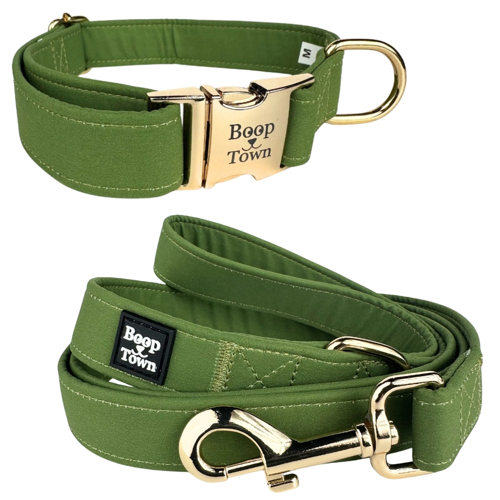 Boop Town Matching Collar and Leash Sets - Soft Cotton with Metal Buckle