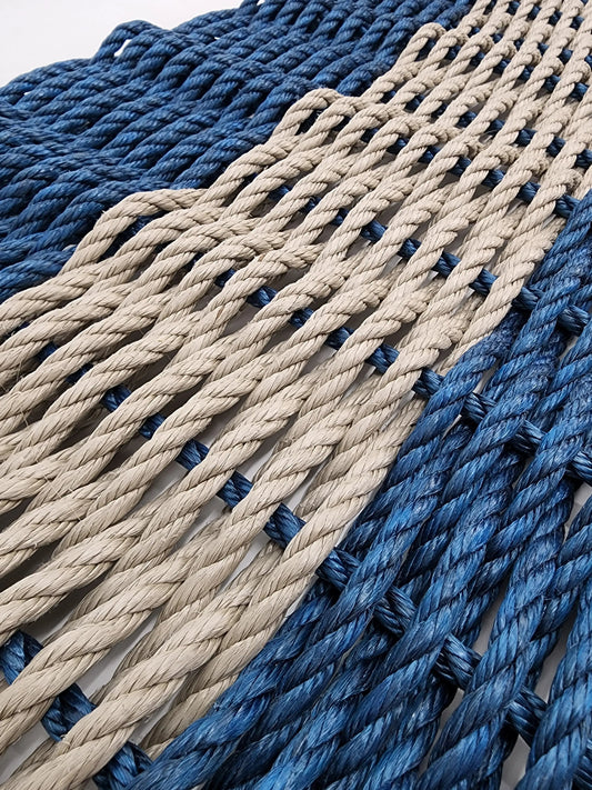 Navy Blue & Tan Lobster Rope Doormat