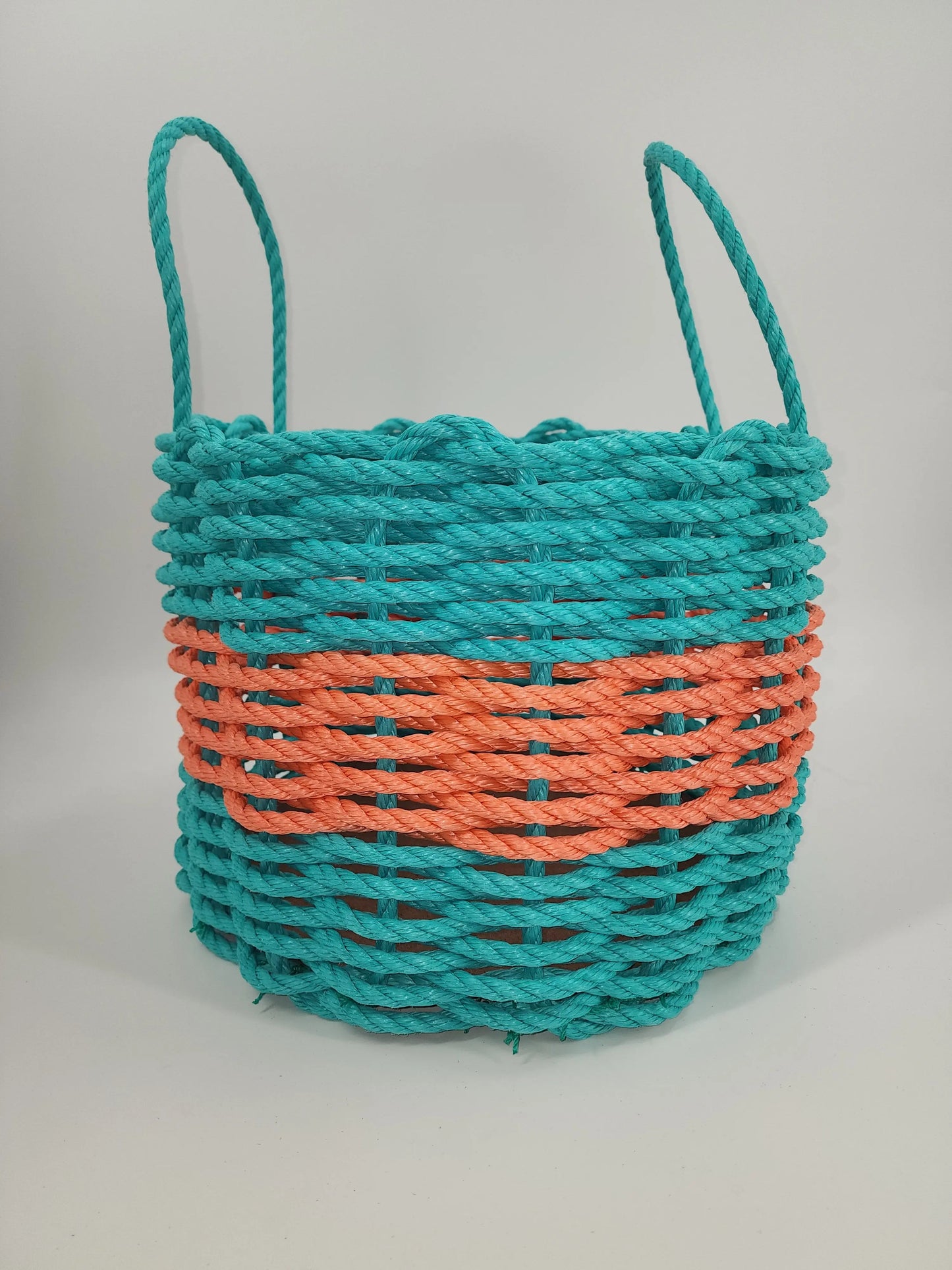 Teal & Coral Orange Rope Basket