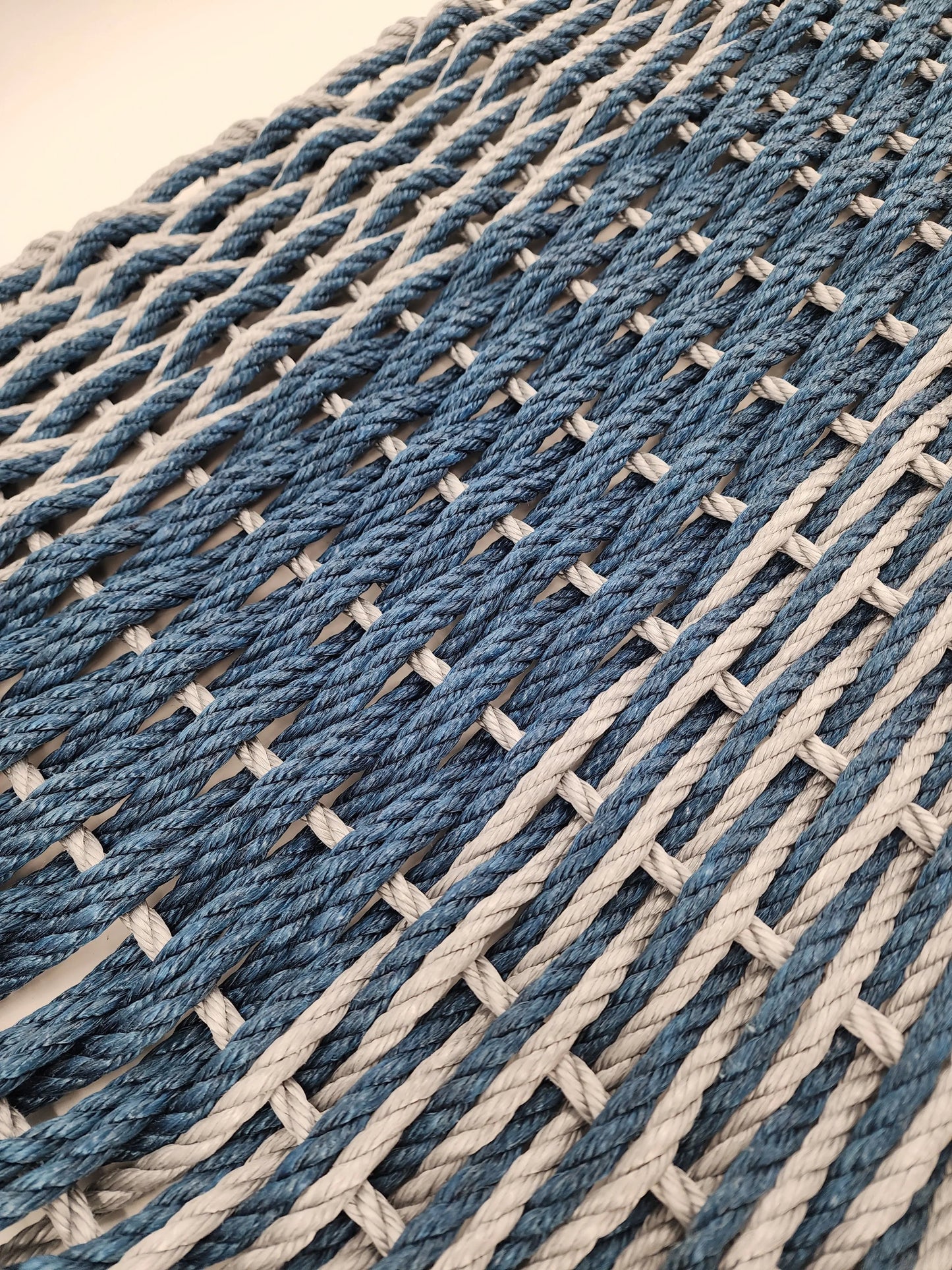 Navy Blue & Light Gray Double Weave Lobster Rope Doormat