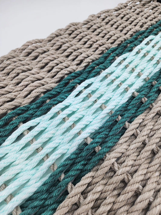 Tan, Seafoam & Hunter Green Accent Lobster Rope Doormat