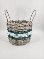Authentic Maine Lobster Rope Storage Basket Tan and Seafoam, Accent color choice