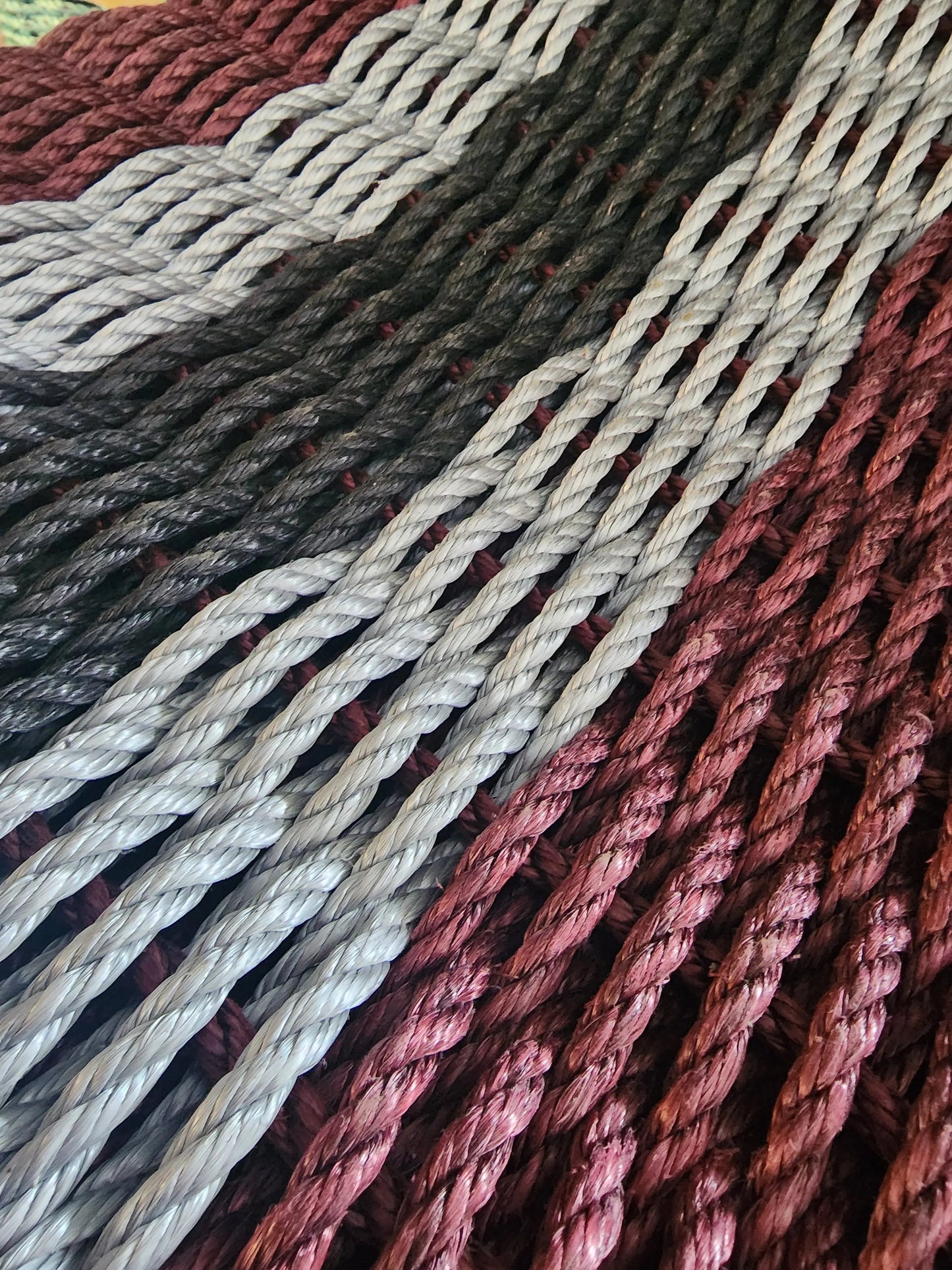 Burgundy, Light Gray & Black 5-Stripe Lobster Rope Doormat