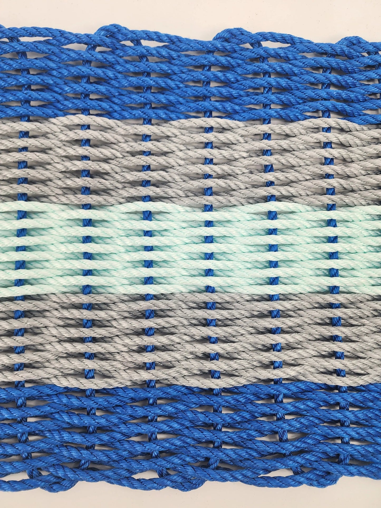 Blue, Gray & Seafoam 5-Stripe Lobster Rope Doormat