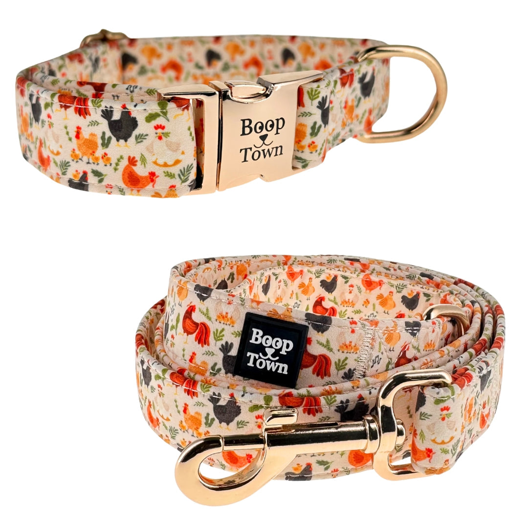 Boop Town Matching Collar and Leash Sets - Soft Cotton with Metal Buckle