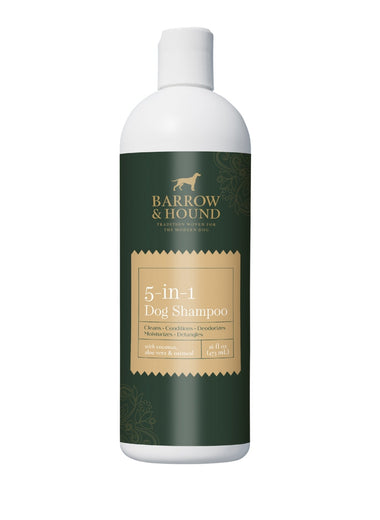 5-in-1 Dog Shampoo – Cleans, Conditions, Deodorizes, Moisturizes & Detangles – with Coconut, Oatmeal & Aloe – for Sensitive Skin – 16 fl oz