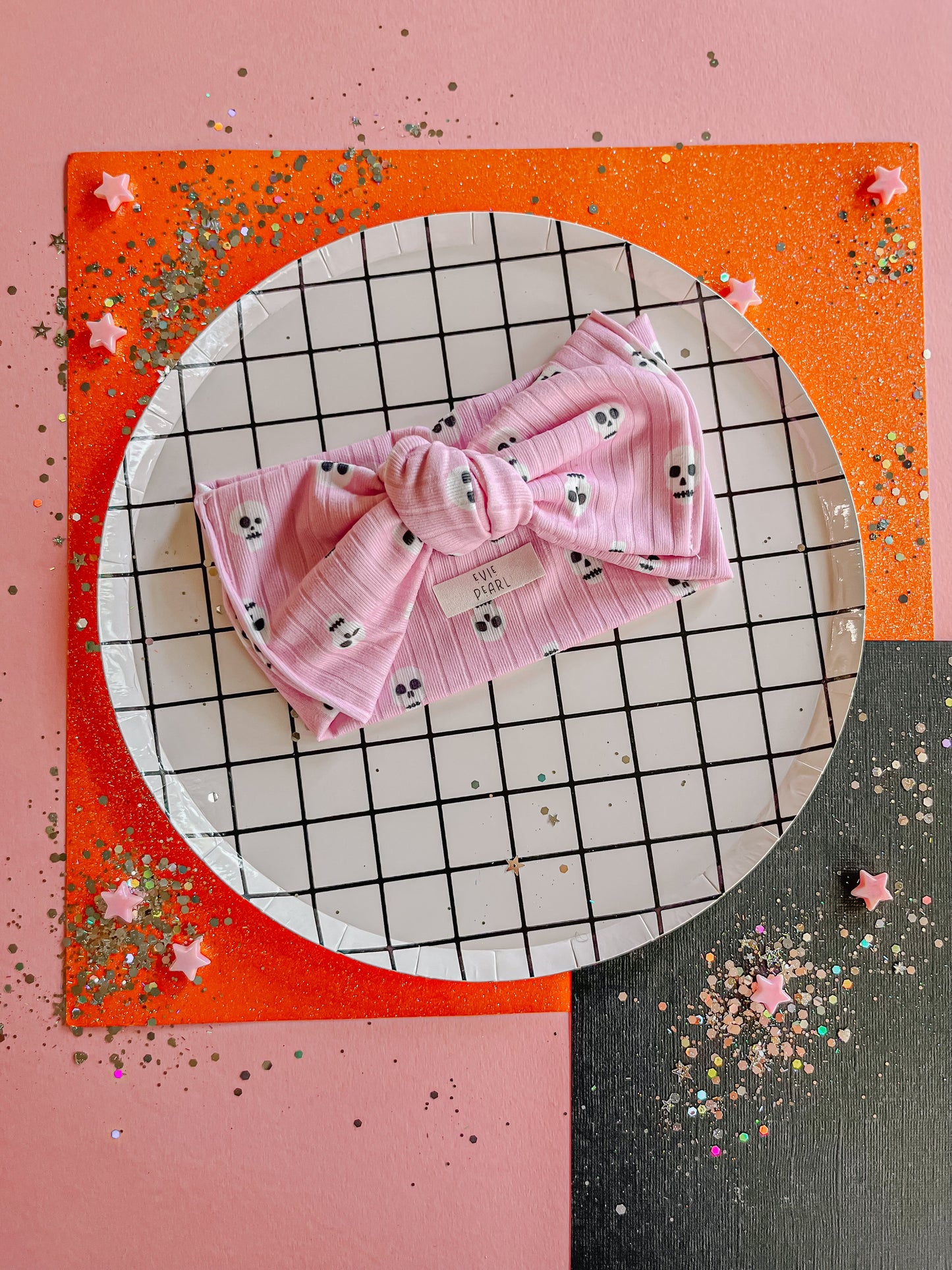 Pink|Skull Baby Bow Turban One Size Fits Most