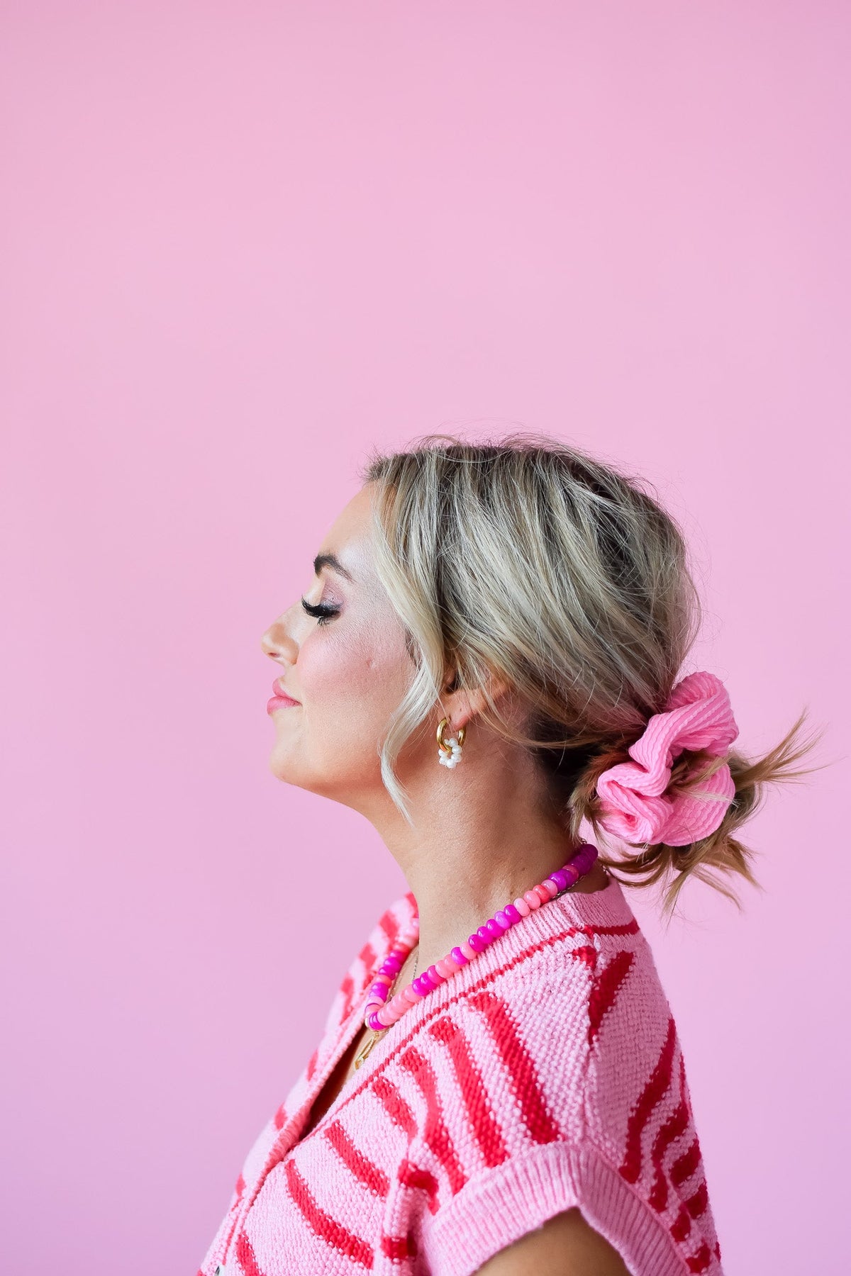 Kasie Bubblegum Pink Ribbed Regular Scrunchy