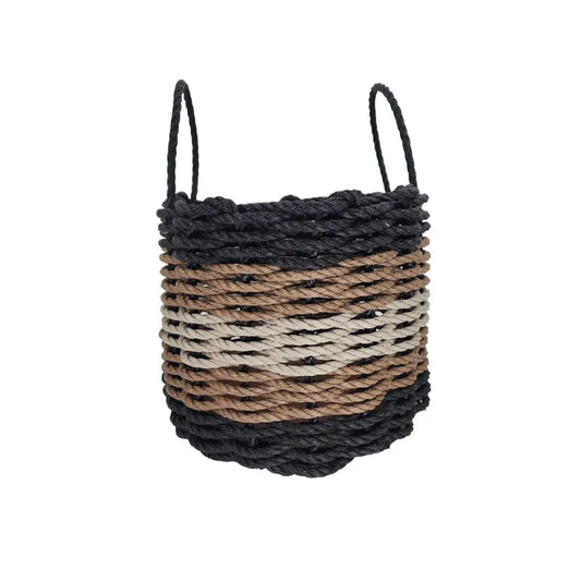 Black, Brown & Tan Five Stripe Rope Basket