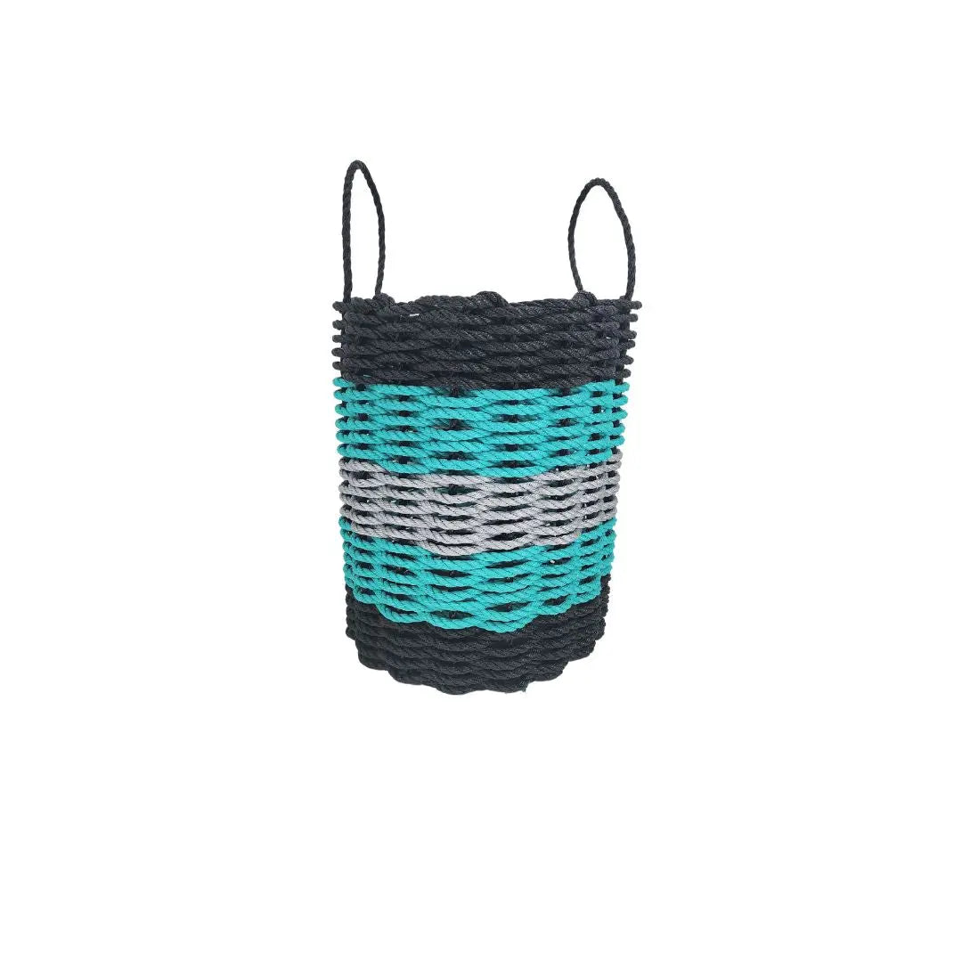 Black, Teal & Gray Five Stripe Rope Basket