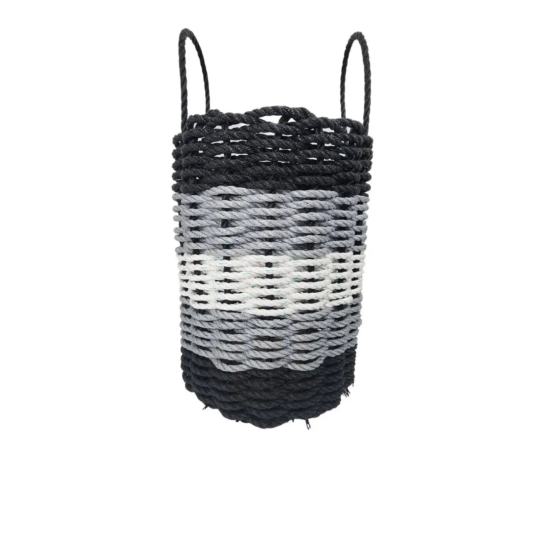 Black, Gray & White Five Stripe Rope Basket