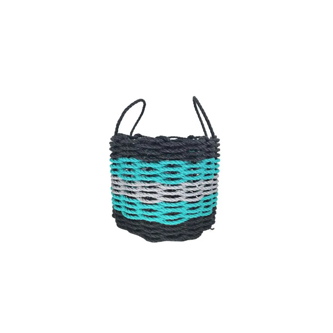 Black, Teal & Gray Five Stripe Rope Basket