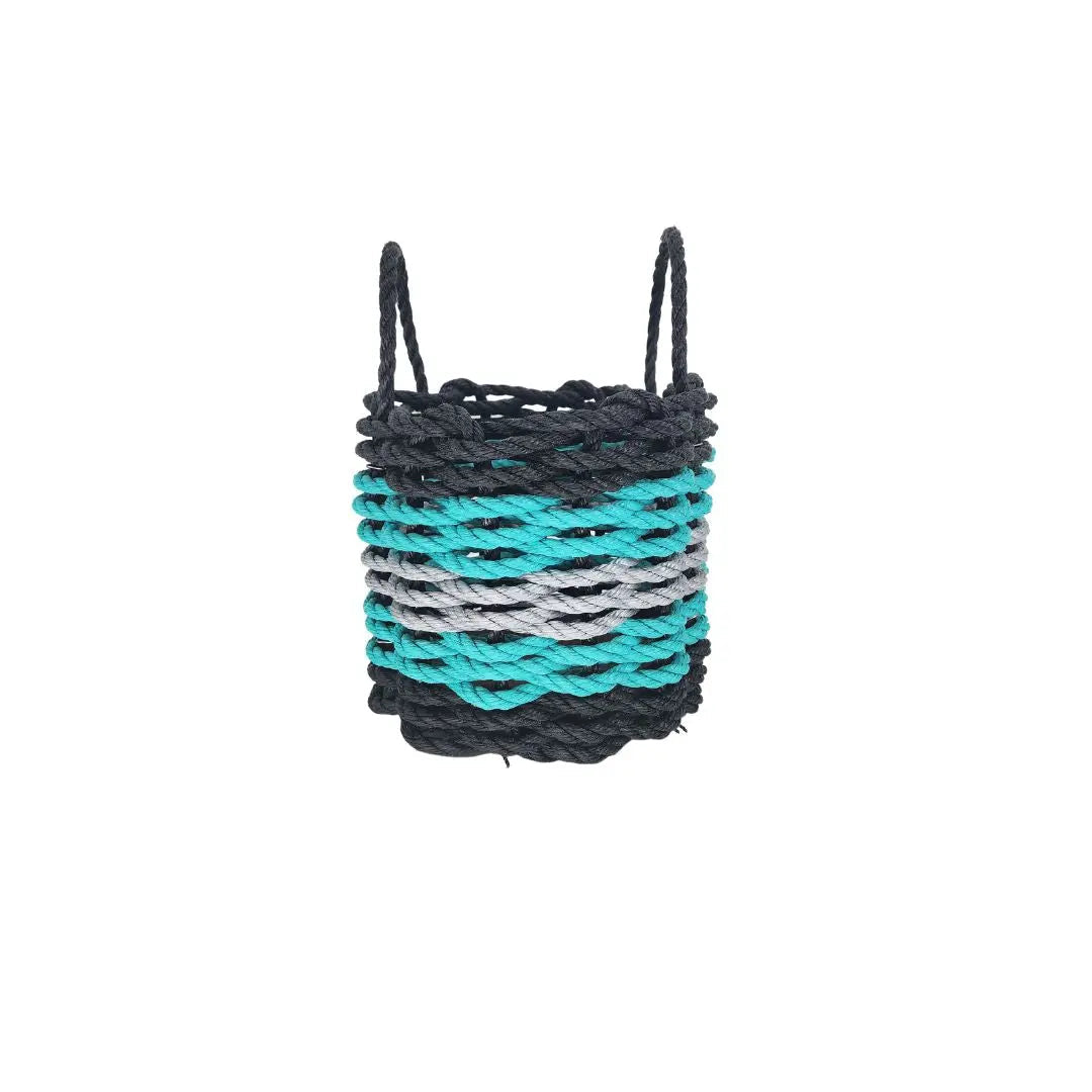 Black, Teal & Gray Five Stripe Rope Basket