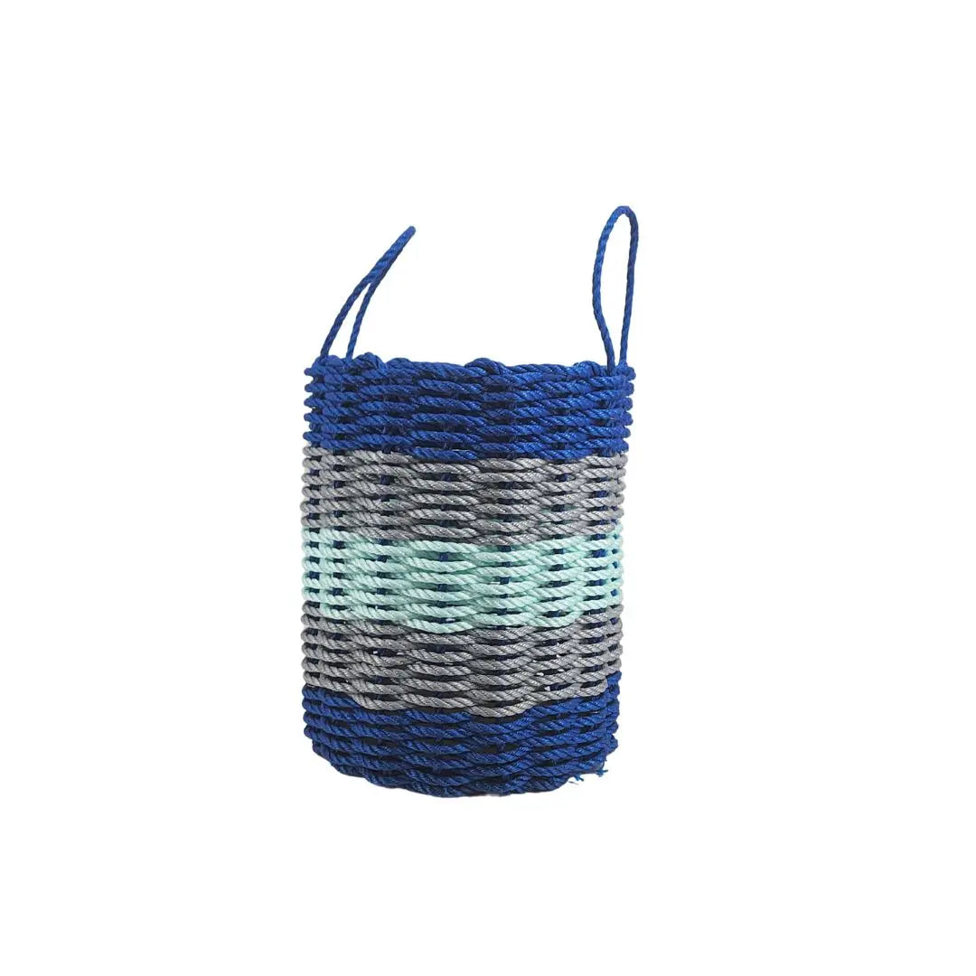 Blue, Gray & Seafoam Five Stripe Rope Basket
