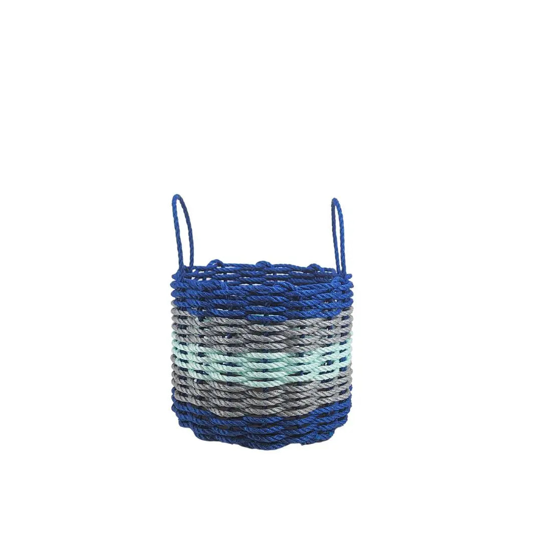 Blue, Gray & Seafoam Five Stripe Rope Basket
