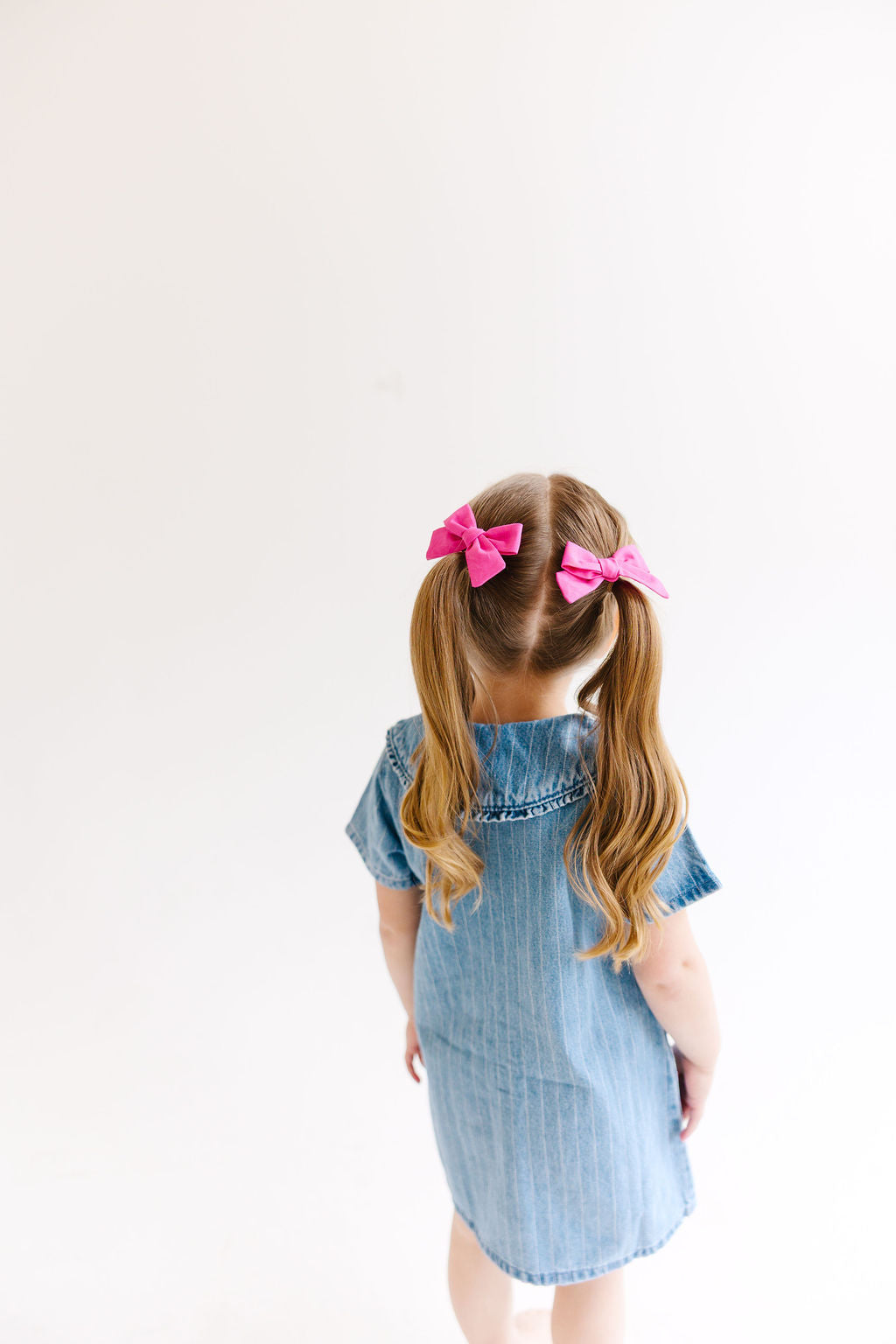 Pink Mini Solid Pinwheel Pigtail Bow Set
