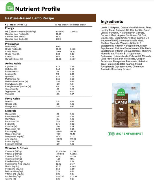 Open Farm Dog Grain-free Pasture Raised Lamb