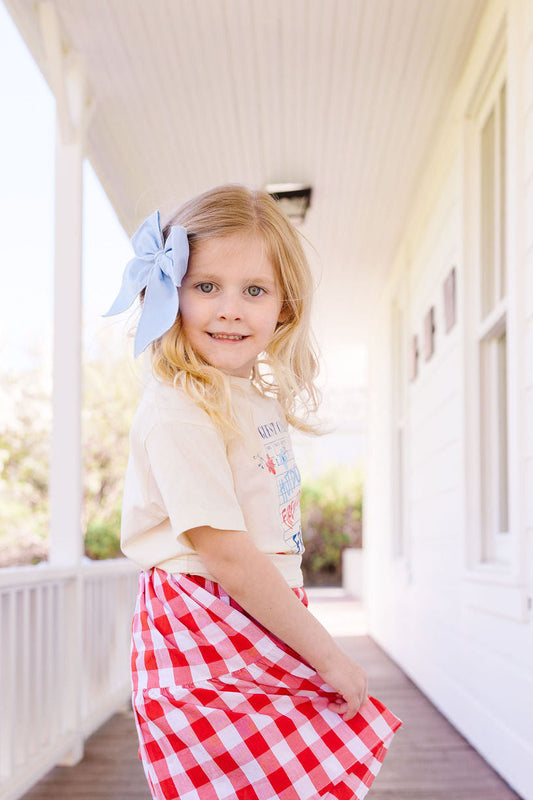 Blue Solid Oversized Bow
