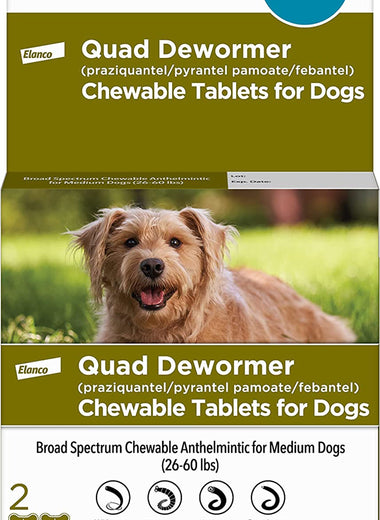 Bayer Quad Dewormer 68Mg 2Ct. Medium Dog