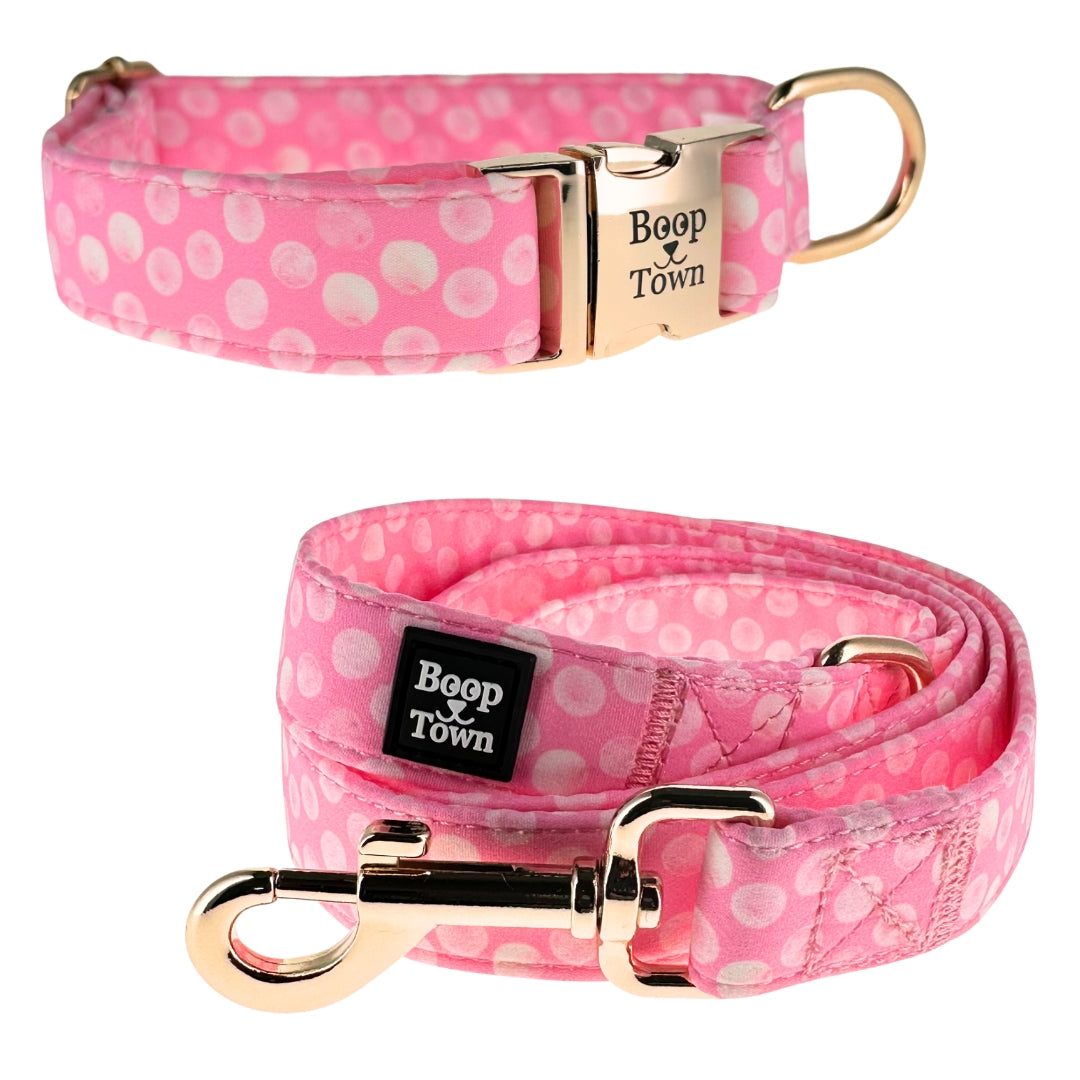 Boop Town Matching Collar and Leash Sets - Soft Cotton with Metal Buckle