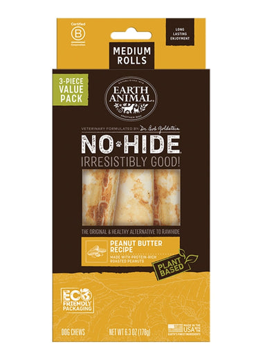 ARTH ANIMAL DOG NO-HIDE PEANUT BUTTER ROLLS MEDIUM VALUE 3 PACK