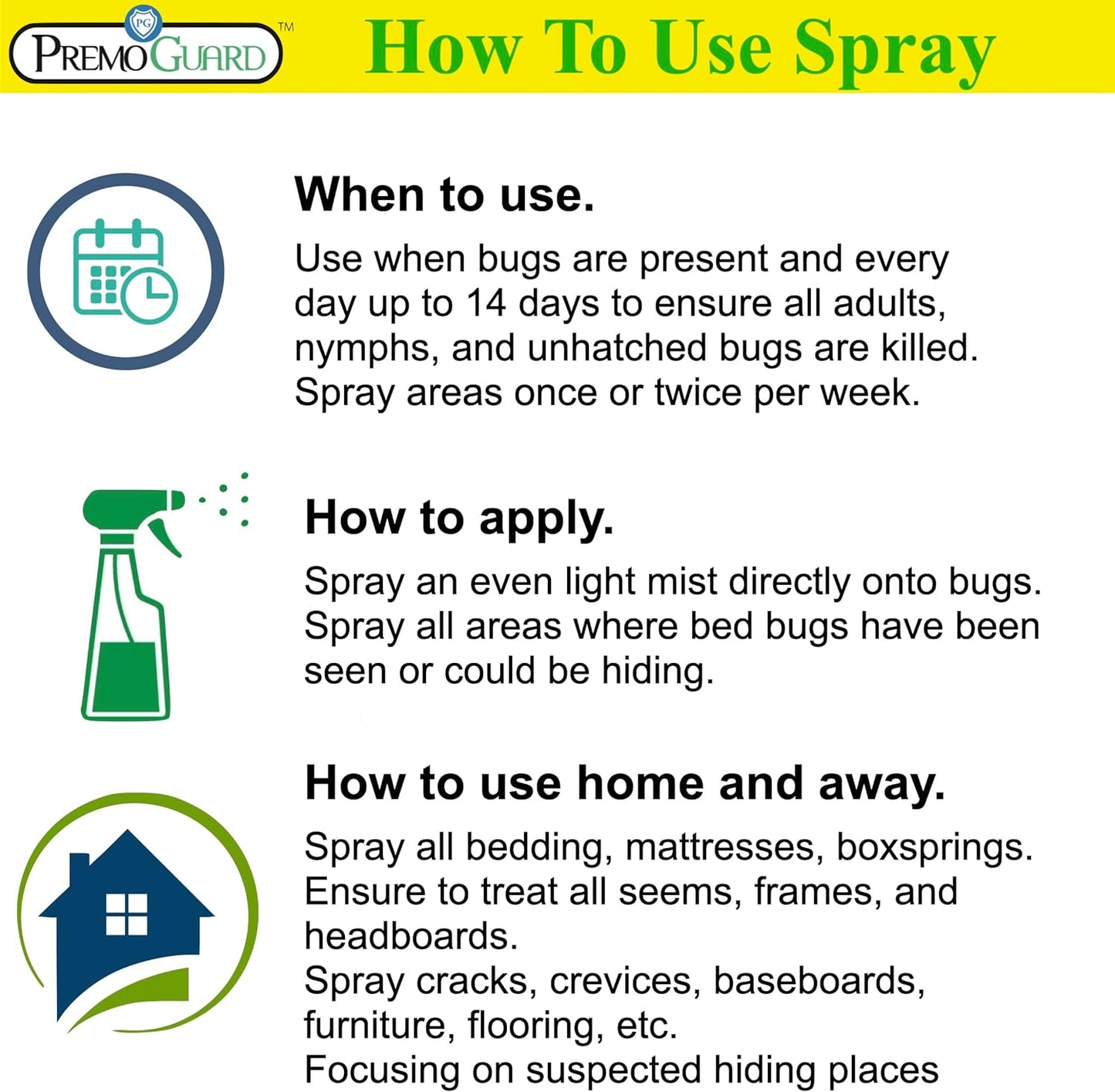 Bed Bug Plus Spray | Natural & Non-Toxic Bed Bug Killer | Premo Guard
