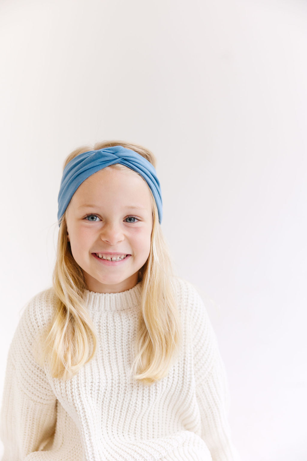 Blue Solid Twisted Turban for Girls & Adults