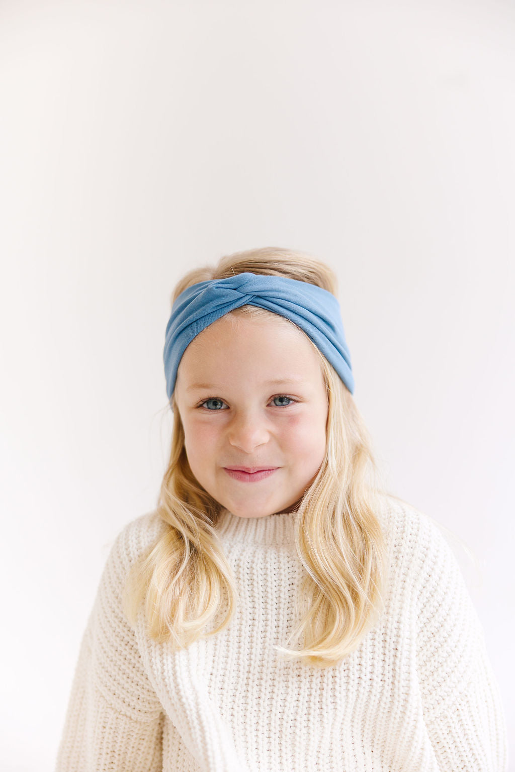 Blue Solid Twisted Turban for Girls & Adults