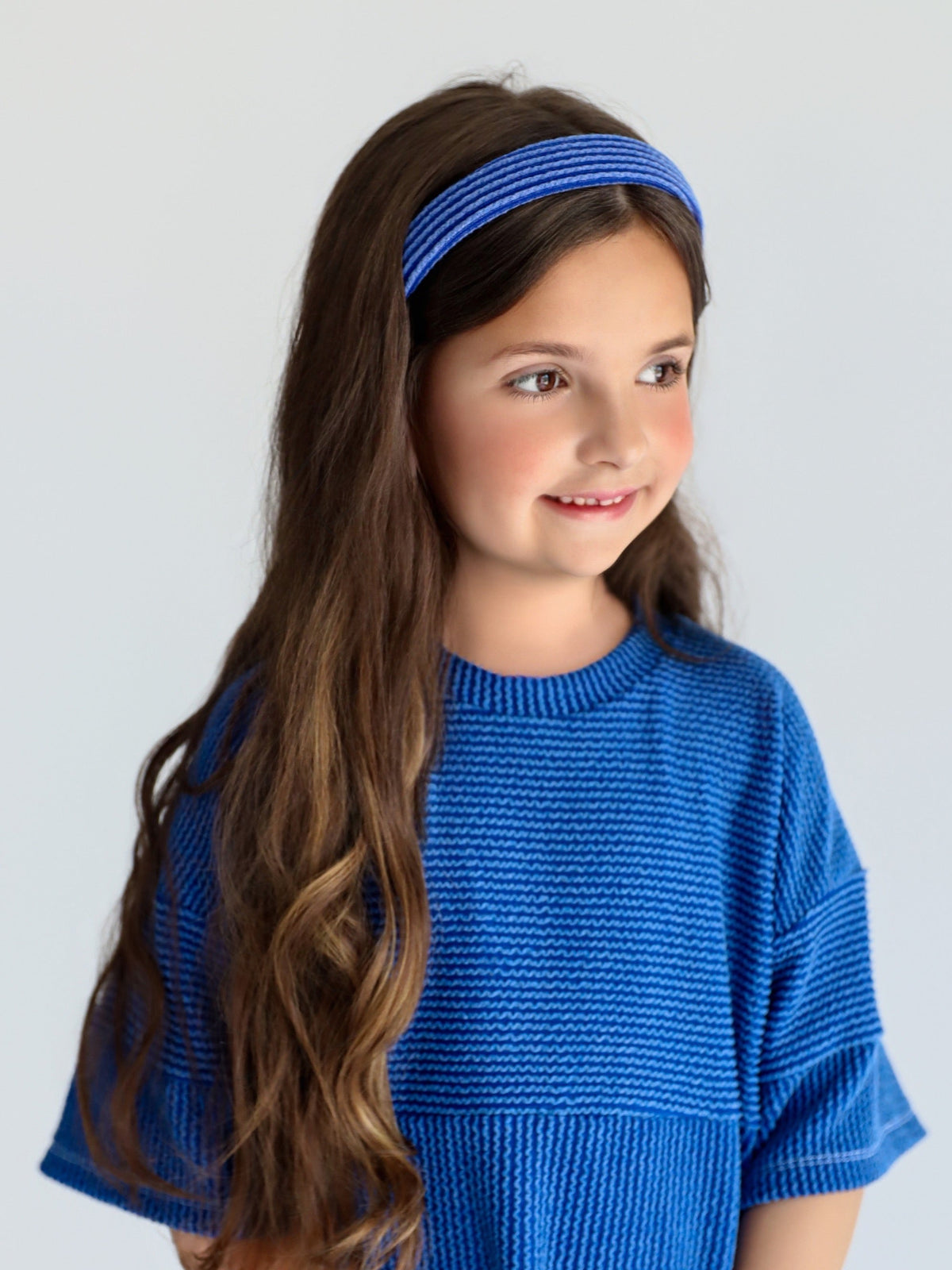 Blue Ribbed Classic Headband