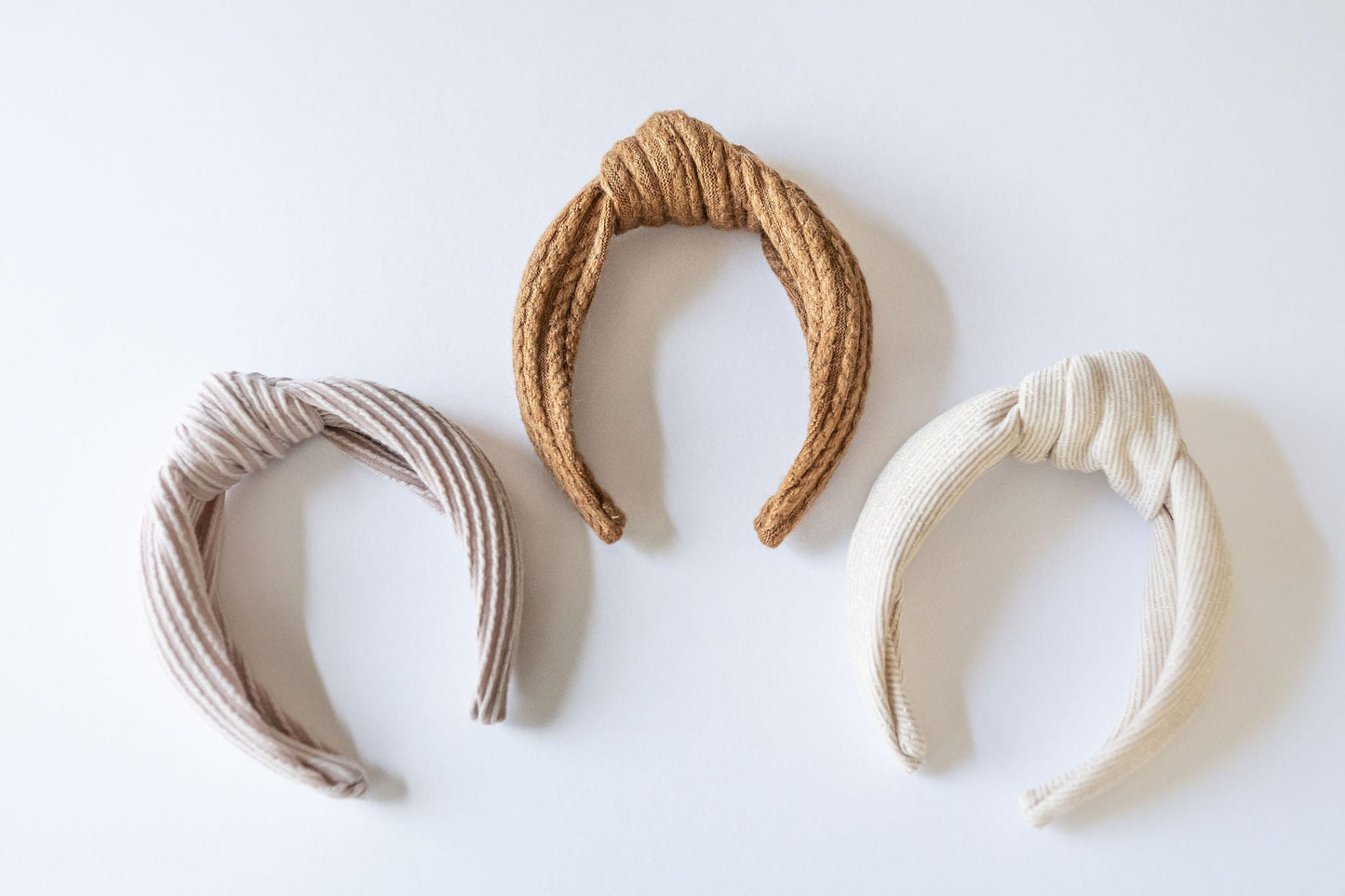 Latte Ribbed Neutral Knotted Headband for girls and women