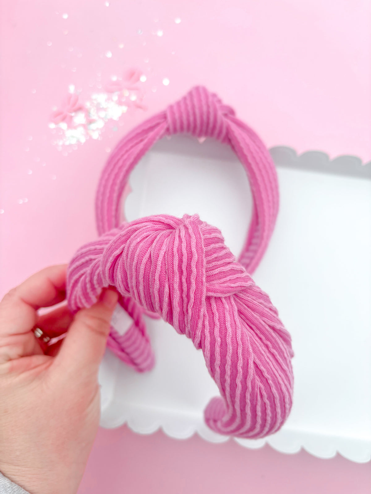 Taffy Pink Ribbed Knotted Headband