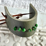 Green leather bracelet with green turquoise