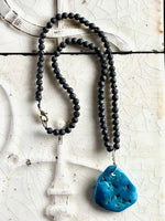 Lava beads with turquoise rock