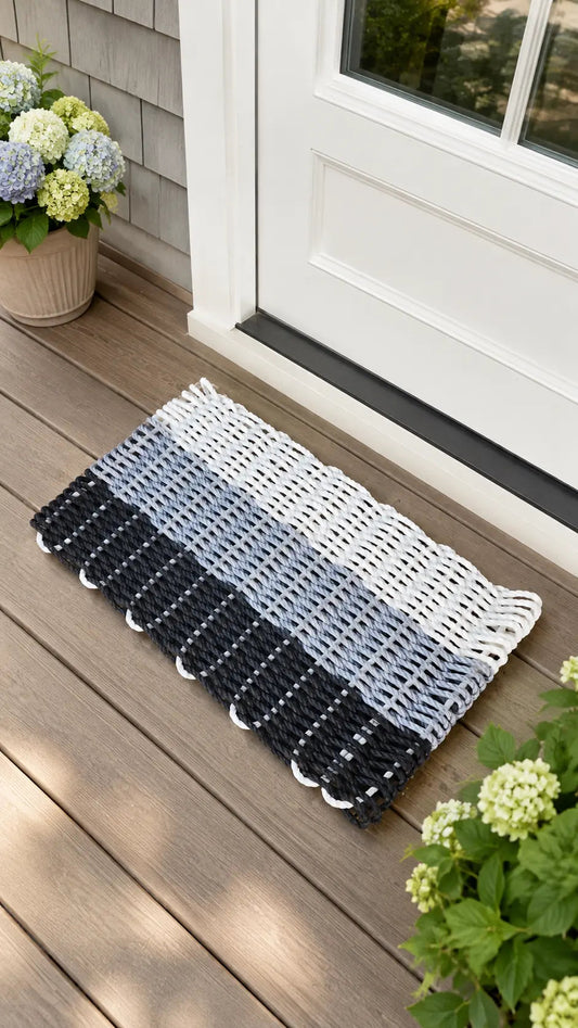 Black, Gray & White Lobster Rope Doormat
