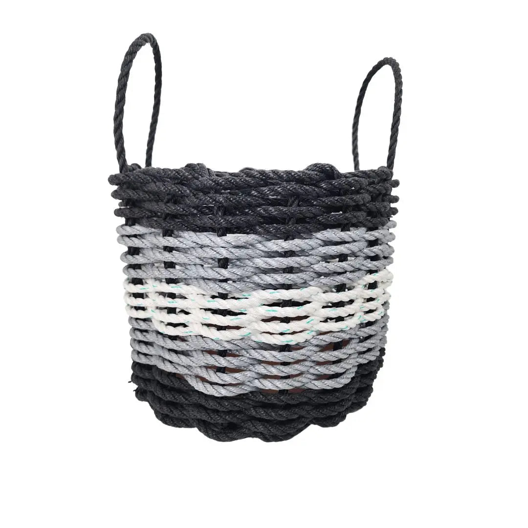 Black, Gray & White Five Stripe Rope Basket